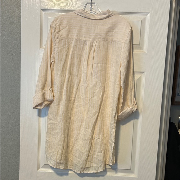 Cynthia Rowley Light Cream/yellow stripe linen dress. - Picture 7 of 8